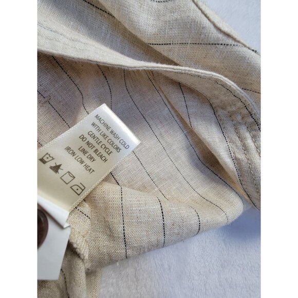 Max Studio Womens Striped Linen-Blend Open Front Jacket Large Ivory New $118 - Picture 5 of 9